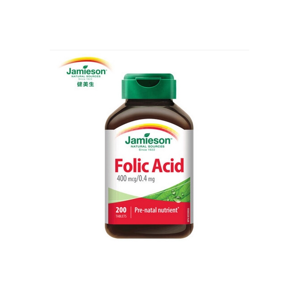 【加拿大直邮】Jamieson/健美生 叶酸片0.4毫克 孕妇孕期叶酸片
