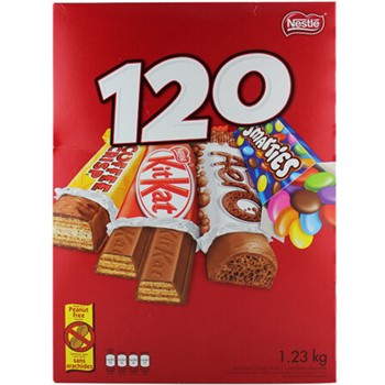 【加拿大直邮】雀巢NESTLE   混合糖果棒120小包  巧克力 糖果混合零食包   1.23公斤