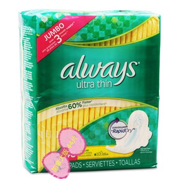 【加拿大直邮】欧维丝Always UltraThin 超薄护翼日用卫生巾  44片*2包