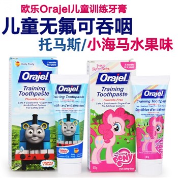 【加拿大直邮】欧乐Orajel婴幼儿宝宝天然无氟牙膏可吞咽  2支 
