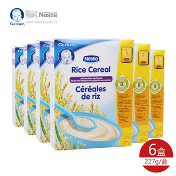 【加拿大直邮】雀巢嘉宝Gerber婴儿加铁米粉（用奶冲泡）    227gX6盒