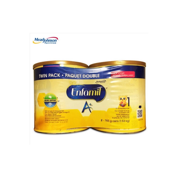 【加拿大直邮】 美赞臣1段Enfamil A+婴儿奶粉 765克 一段2罐装