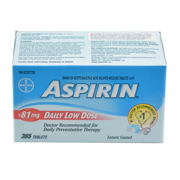 【加拿大直邮】拜耳Bayer 阿司匹林 Aspirin 81mg